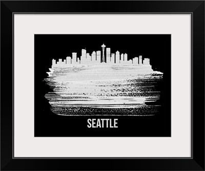 Seattle Skyline Brush Stroke White