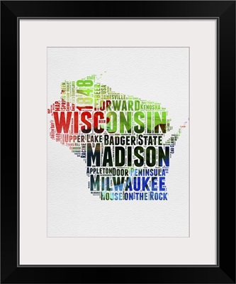 Wisconsin Watercolor Word Cloud