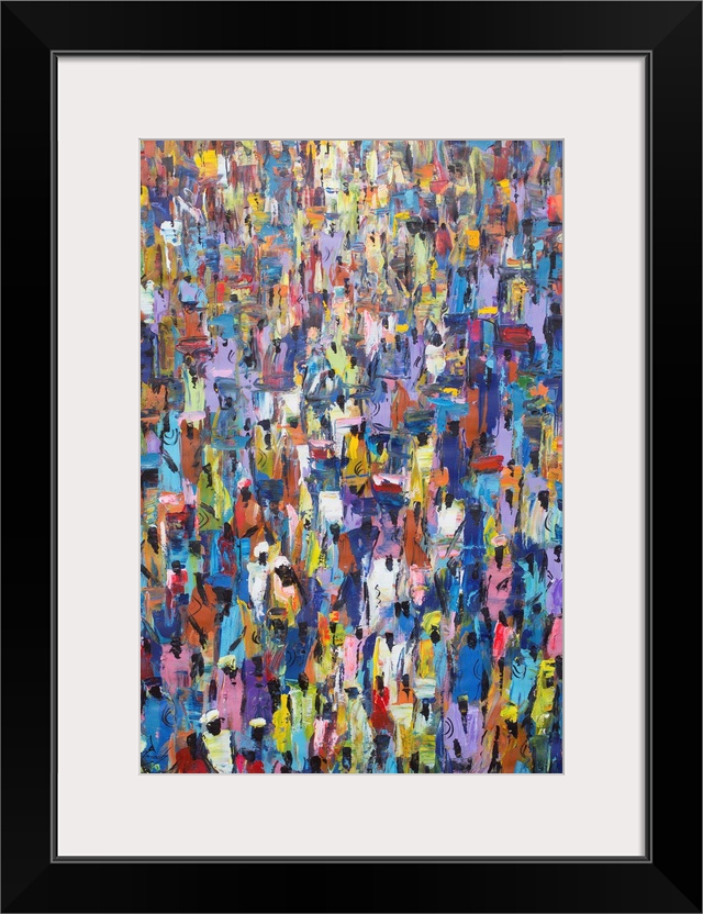 Dressed in colorful attire, merchants and shoppers come and go, carrying baskets and bundles atop their heads. This origin...