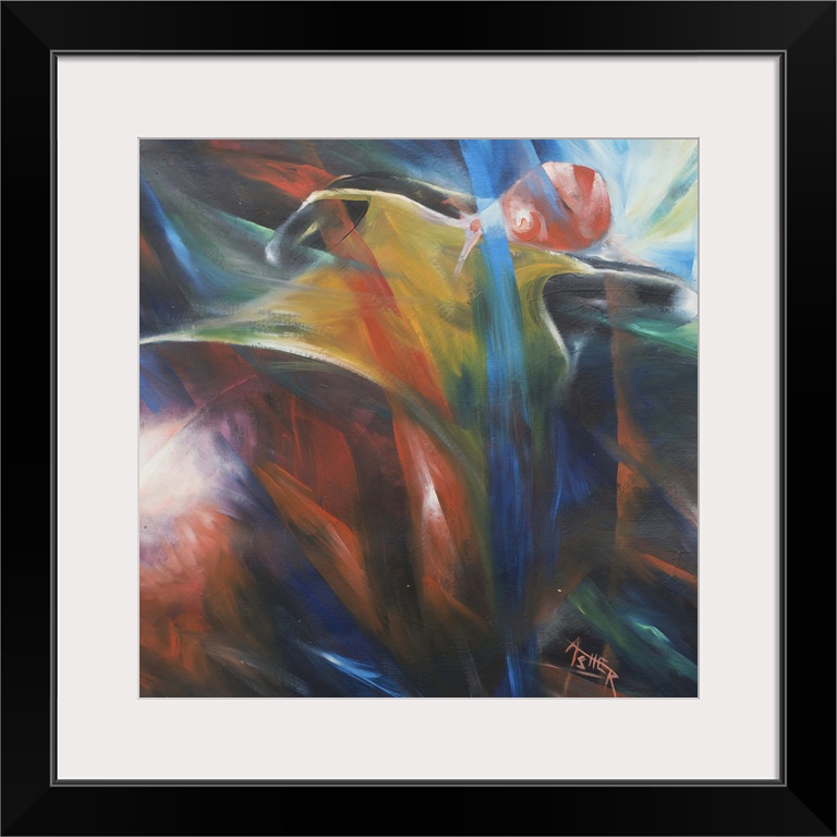 A whirlwind of intense colors exudes mystical force in this oil on canvas by Prince Asher. This painting is about the spir...