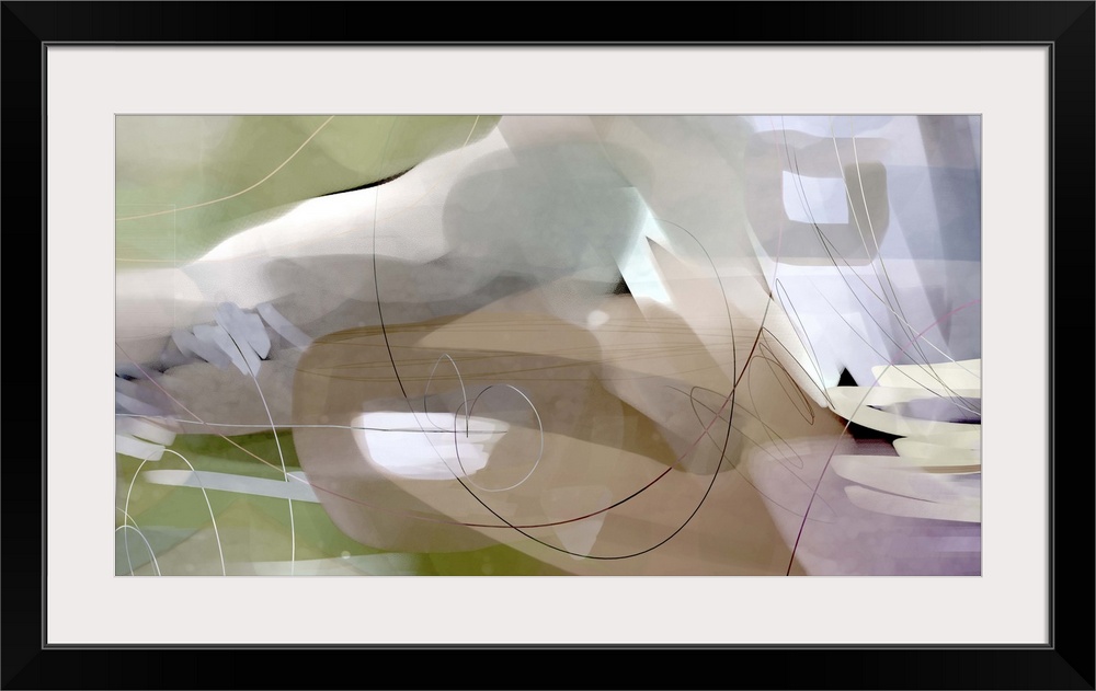 Abstract contemporary artwork in neutral flowing shades of brown, pink, and grey.