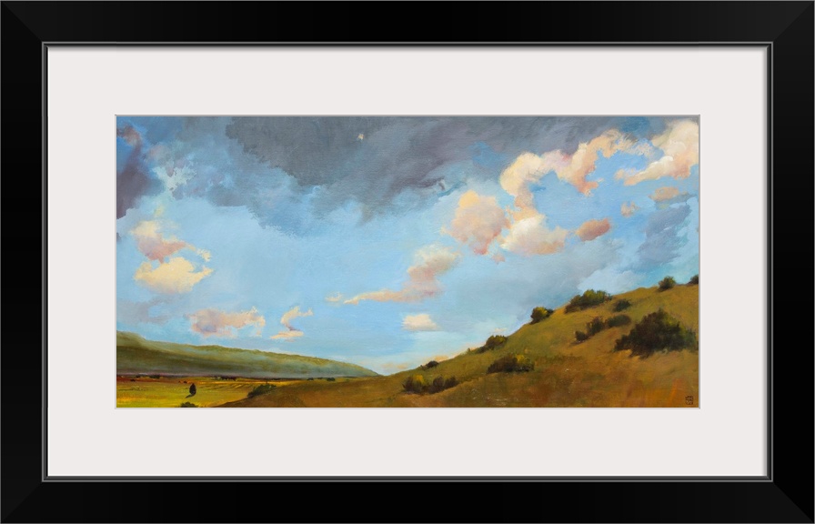 Contemporary painting of an idyllic desert landscape.