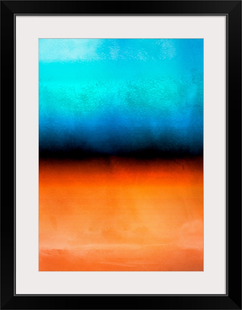 Abstract art of horizontal bands of tropical colors blending together.