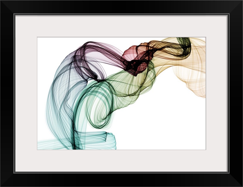 Abstract artwork created by swirling and flowing vapor.