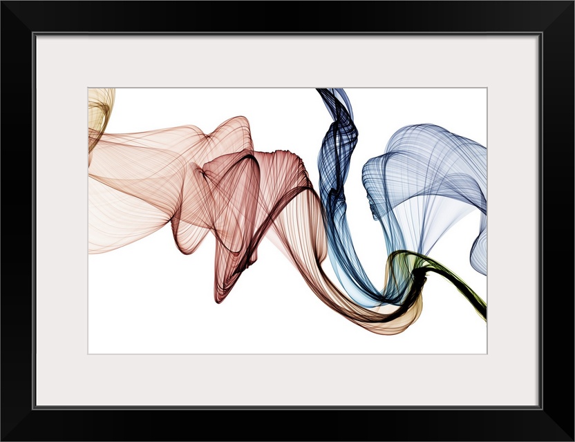 Abstract artwork created by swirling and flowing vapor.