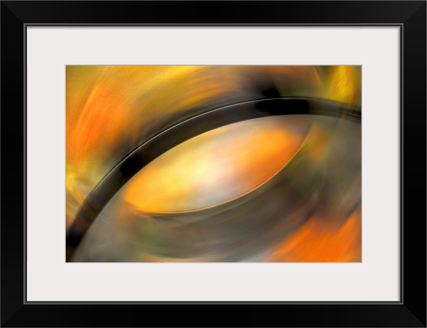 A dark arch divides this fine art photograph that has been edited to show only colors and abstract shapes in this horizont...