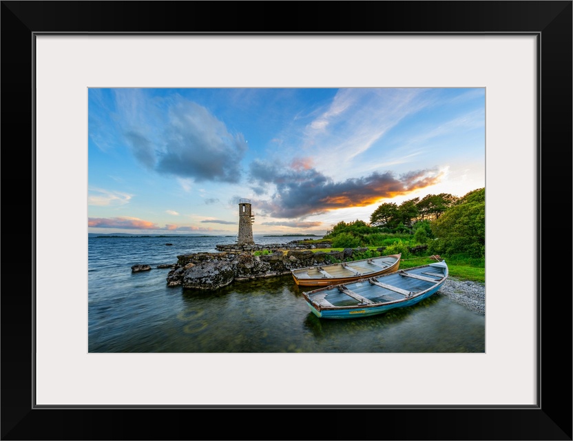 Irish maritime landscape with fishing boats