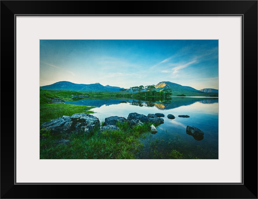 Ireland landscape with lake and mountain