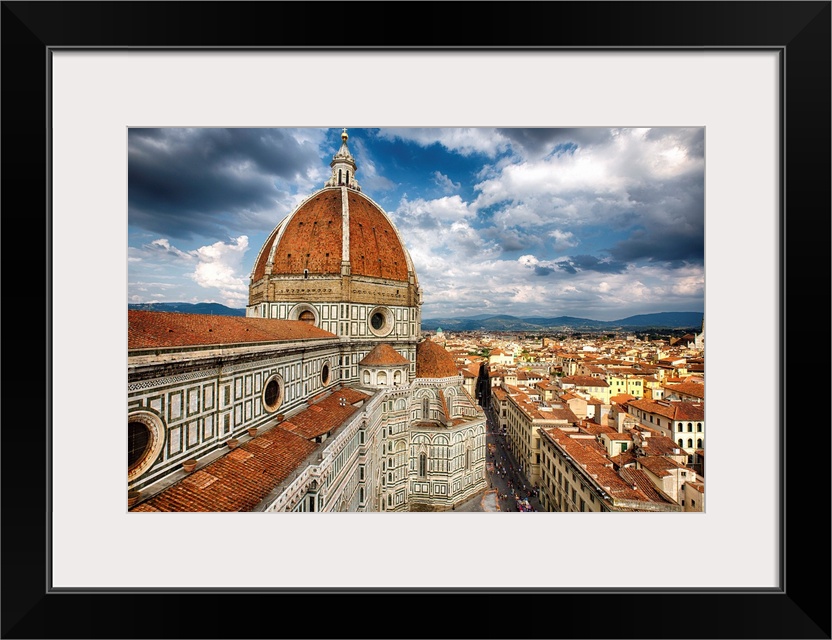 High angle view of the Florence with the Dome of the Basilica of Saint Mary of the flower, Tuscany, Italy.