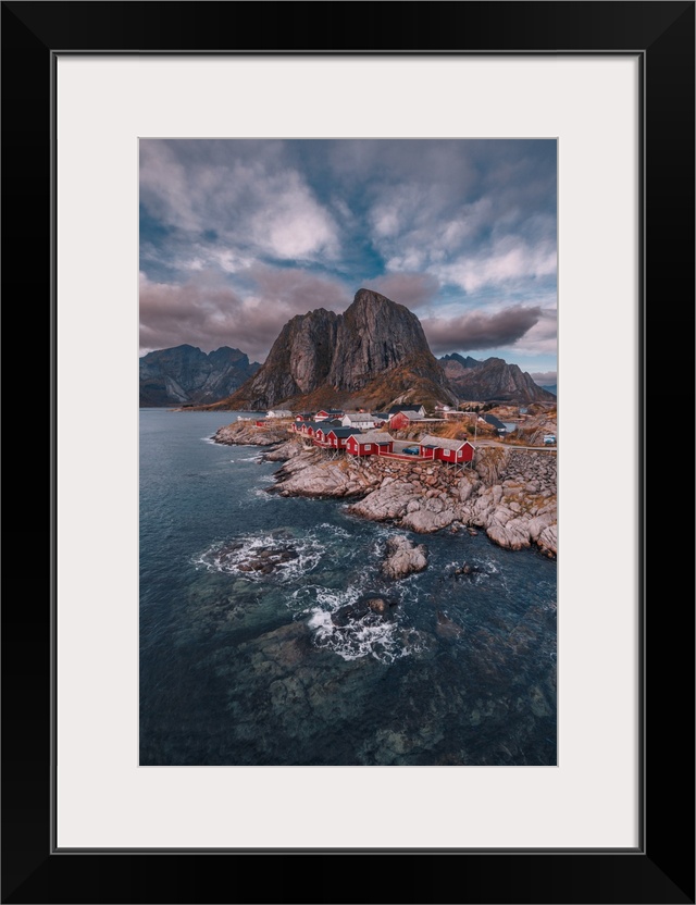One of the most iconic views of Lofoten Norway, seen from Hamny, a small fishing village in the south of the archipelago.