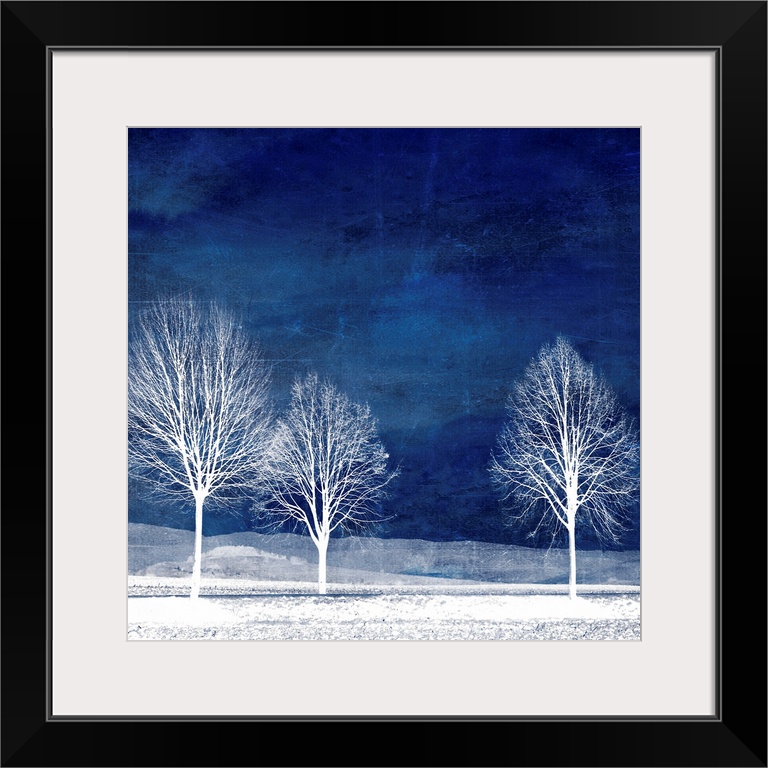 Trees on blue background with photo texture