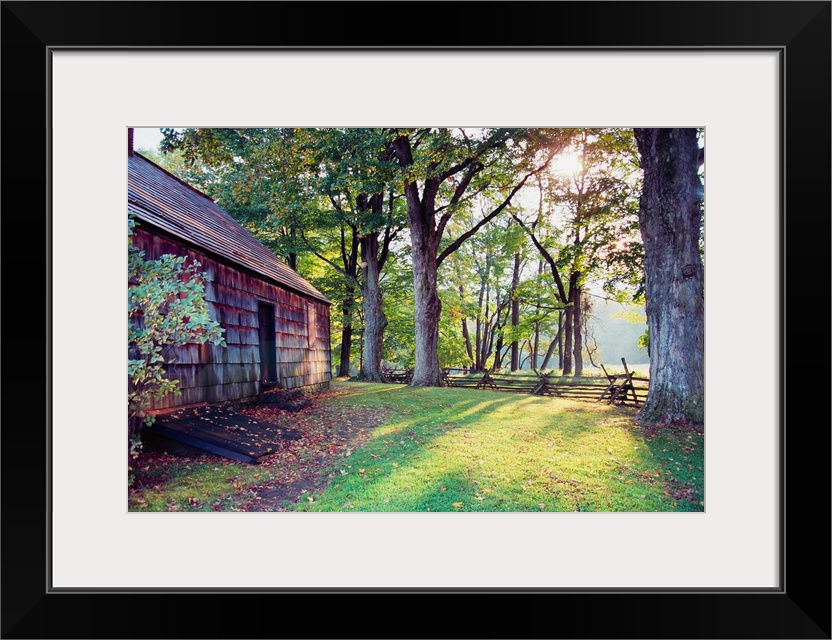 View of the historic Wicks family farmhouse during an early fall afternoon, Morristown, New Jersey.