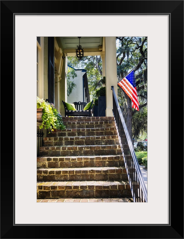 Low Angle View of a Traditional Southern Style House, Savannah, Georgia USA