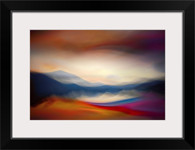 Abstract image of Slocan Lake, giving an impression of a sunset over the lake. The image is a combination of two exposures...