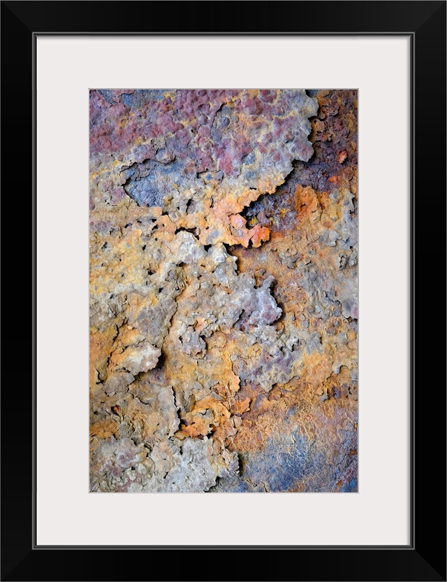 Fine art photo of a close up of flaking rust.