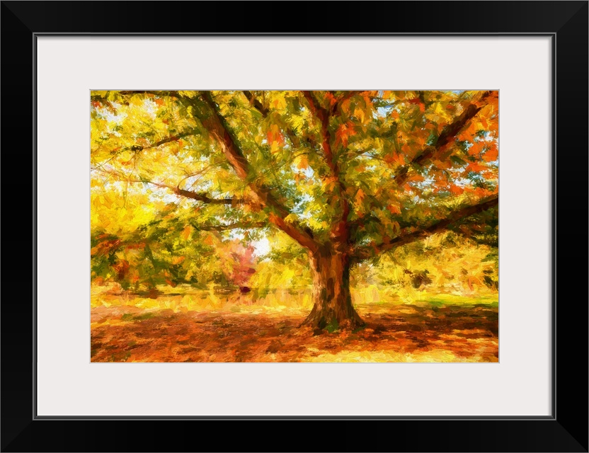 Expressionist photo or painterly effect on tree in autumn