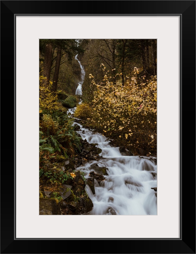 Cascading Wahkeena Falls along Columbia River Gorge in Oregon