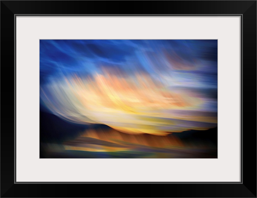 Abstract image of Slocan lake in British Columbia, Canada, giving an impression of a sunset on the lake. The image was mad...