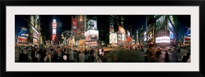 360 degree view of buildings lit up at night Times Square Manhattan New York City New York State