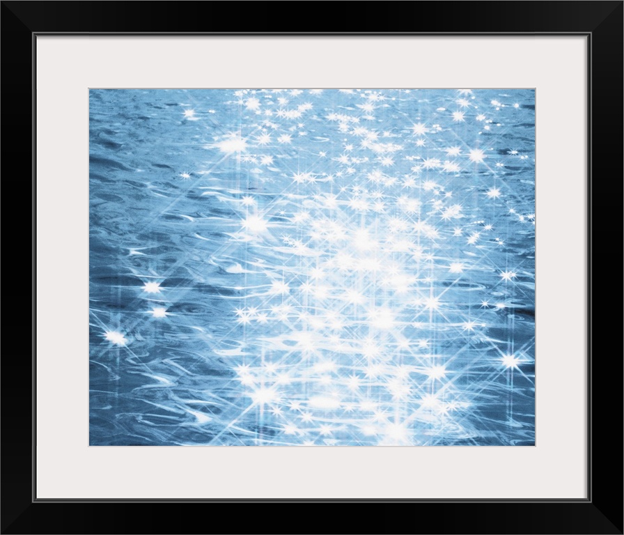 Abstract blue water background with sparks