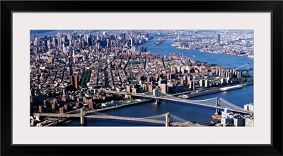 Aerial Brooklyn Bridge Manhattan Bridge New York NY
