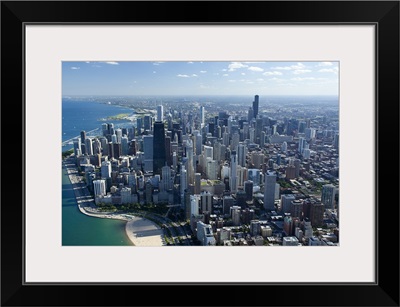 Aerial view of a city, Lake Michigan, Chicago, Cook County, Illinois