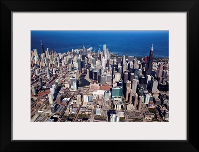 Aerial view of a city, Lake Michigan, Chicago, Cook County, Illinois