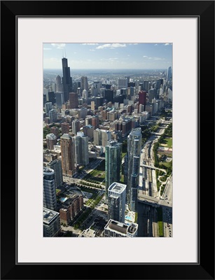 Aerial view of a city, Willis Tower, Lake Shore Drive, Chicago, Cook County, Illinois