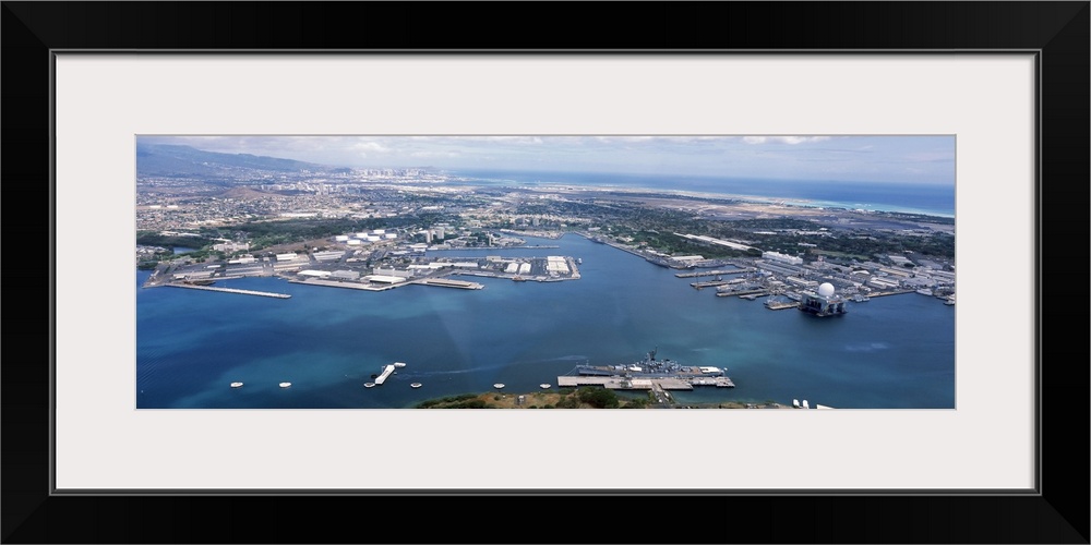 Aerial view of a harbor, Pearl Harbor, Honolulu, Oahu, Hawaii