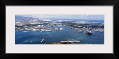 Aerial view of a harbor, Pearl Harbor, Honolulu, Oahu, Hawaii