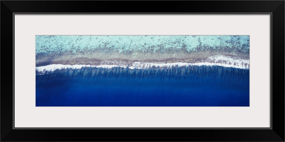 Aerial view of a lagoon, Huahine Island, Tahiti, French Polynesia