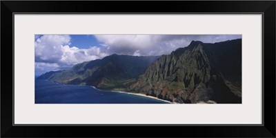 Aerial view of the coast, Na Pali Coast, Kauai, Hawaii