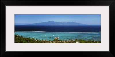 Aerial view of trees along a coast, Tahiti, French Polynesia