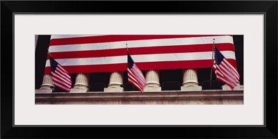 American flag on the front of a building, New York Stock Exchange, Manhattan, New York City, New York State