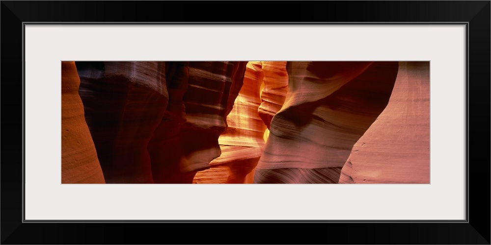 Panoramic photo of the canyon walls of the Antelope Canyon in Page, Arizona.