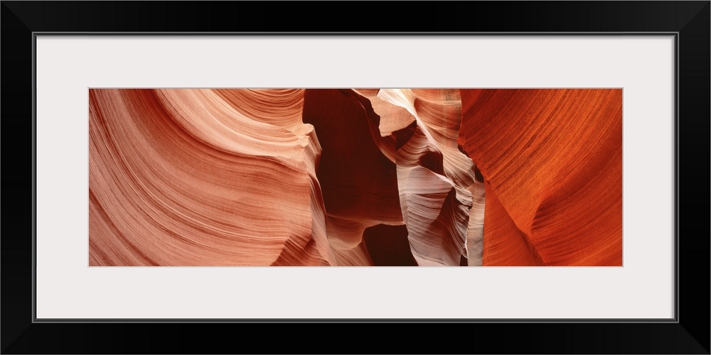 Panoramic photograph taken from within a famous chasm located in the Southwestern United States.  This particular chasm is...