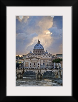 Arch bridge across Tiber River, Rome, Lazio, Italy