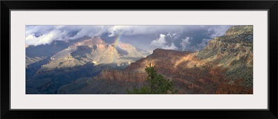 Arizona, Grand Canyon National Park, Rainbow and cloud over the mountain