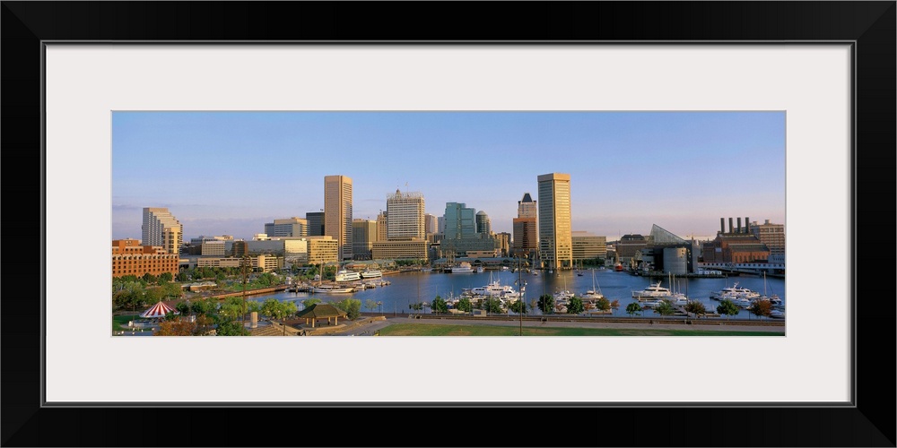 Panoramic Baltimore, MD Inner Harbor in the morning light.