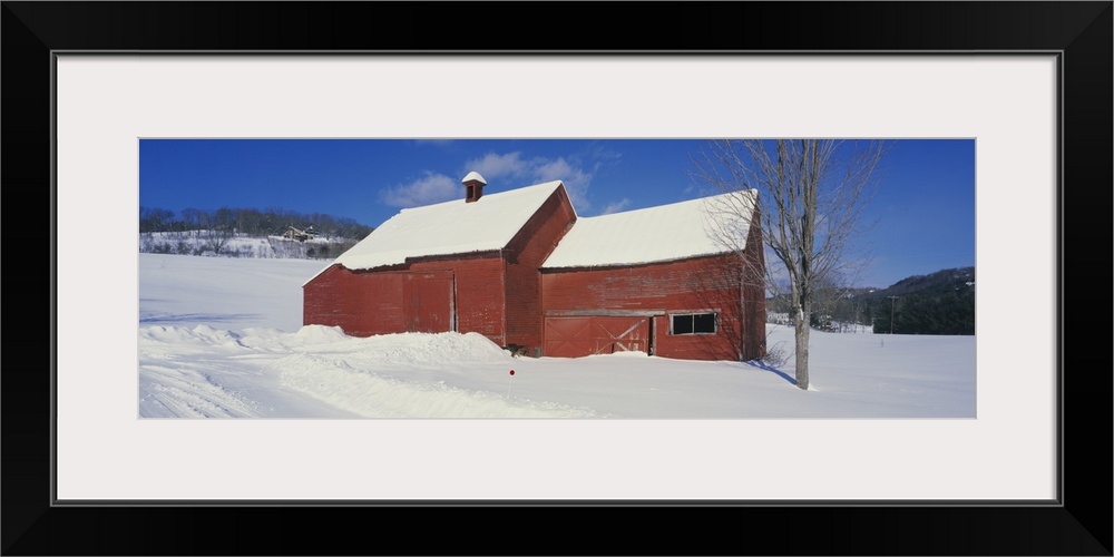 Barn in a snow covered landscape, Quechee, Vermont