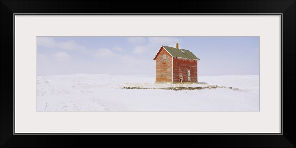 Barn on a snow-covered landscape, Minnesota