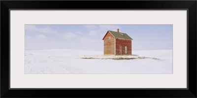 Barn on a snow-covered landscape, Minnesota