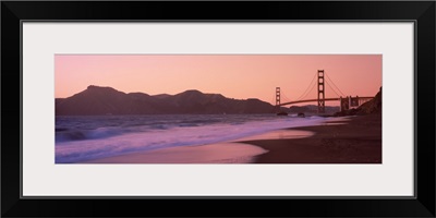 Beach and a suspension bridge at sunset Baker Beach Golden Gate Bridge San Francisco San Francisco County California