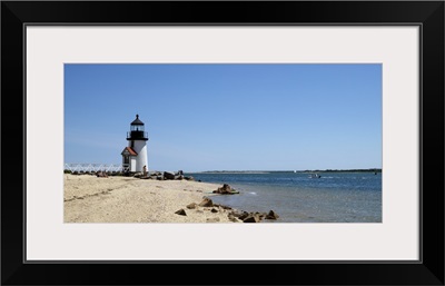 Beach with a lighthouse in the background, Brant Point Lighthouse, Nantucket, Massachusetts