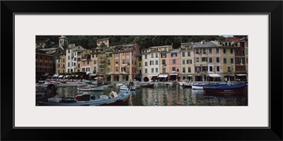 Boats moored at the harbor, Italian Riviera, Portofino, Italy