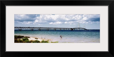 Bridge across a lake Mackinac Bridge Mackinaw City Michigan