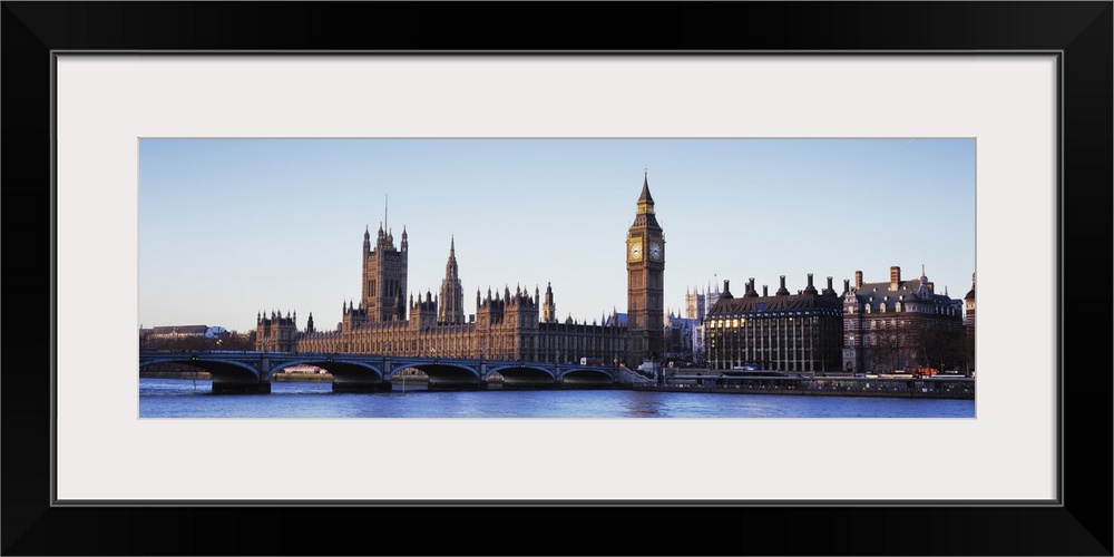 Bridge across a river, Big Ben, Houses of Parliament, Thames River, Westminster Bridge, London, England