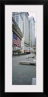 Building along a road, New York Stock Exchange, Wall Street, Manhattan, New York City, New York State