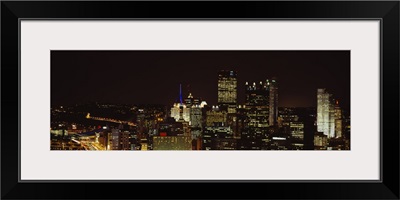 Buildings lit up at night in a city, Pittsburgh Pennsylvania