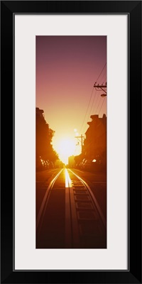 Cable car tracks at sunset, San Francisco, California